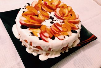 Бисквитный торт с фруктами 🍎🍑🍌