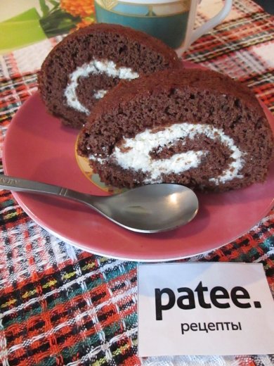 Шоколадный рулет с творожно - кокосовым кремом. - Шаг 15