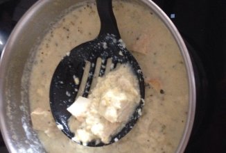 Молочный суп с курицей и тофу