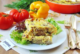 Куриная печень с грибами в яйцах