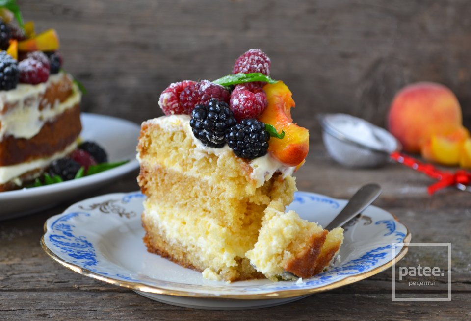 Голый торт с нежным кремом и ягодами - Шаг 20