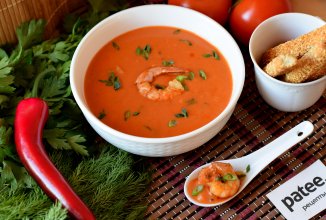 Тайский острый  томатно-сливочный суп с креветками