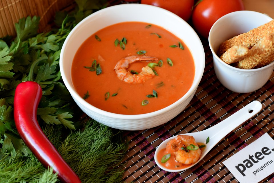Тайский острый томатно-сливочный суп с креветками - рецепт с фотографиями -  Patee. Рецепты