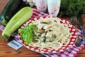 Куриное филе с кабачками, цуккини и базиликом