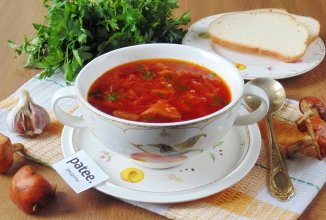 Вегетарианский борщ с маслятами