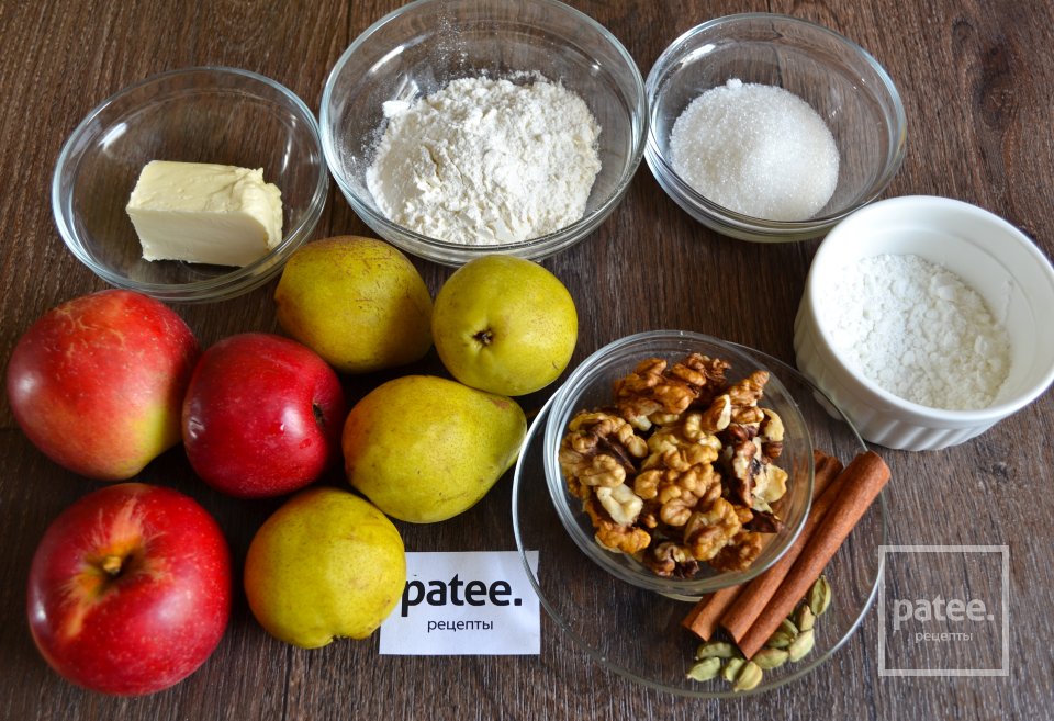 Пряный яблочный крамбл с грецкими орехами - Шаг 1