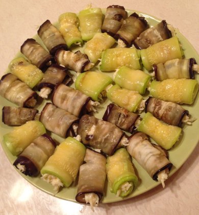 Рулетики из баклажанов и кабачков с сыром - Шаг 3