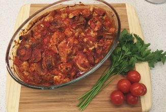 Курица запеченная с грибами