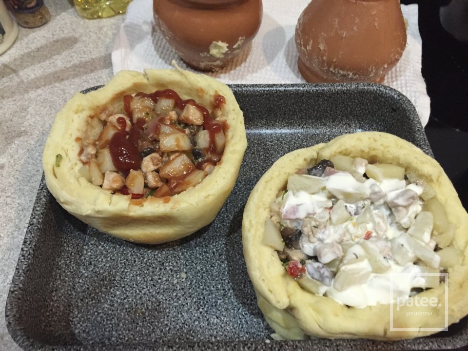 Соте из курицы в хлебной корзинке. - Шаг 6