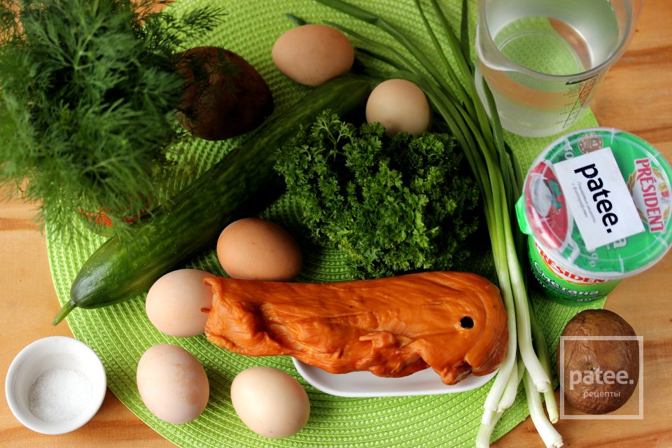 Окрошка с копчёной курицей - Шаг 1