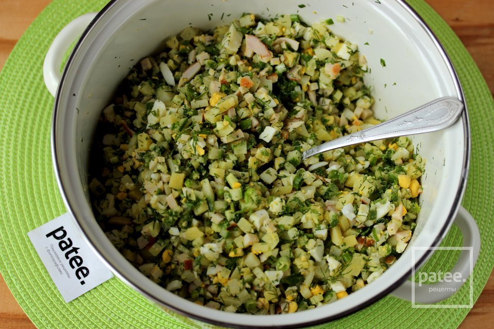 Окрошка с копчёной курицей - Шаг 9