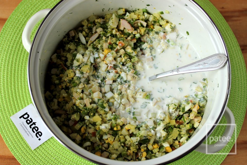 Окрошка с копчёной курицей - Шаг 12