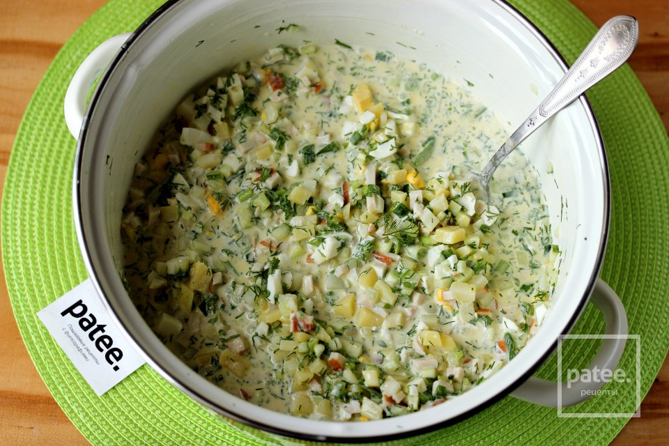 Окрошка с копчёной курицей - Шаг 15