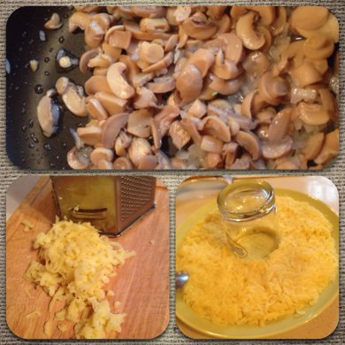 Слоеный салат с грибами и курицей - Шаг 1