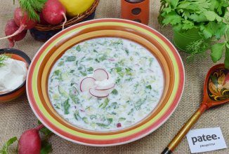 Вегетарианская окрошка на йогурте