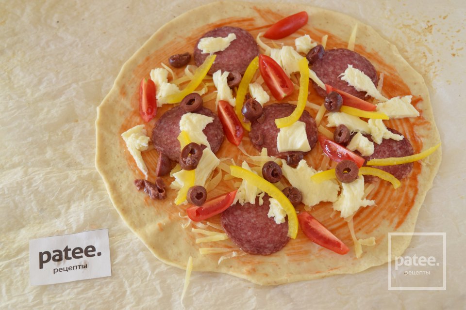 Пицца с салями и моцареллой - Шаг 15