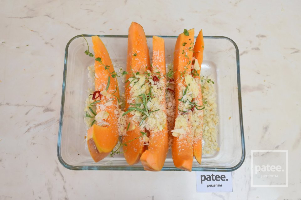 Гарнир из мускатной тыквы с травами и сыром - Шаг 9