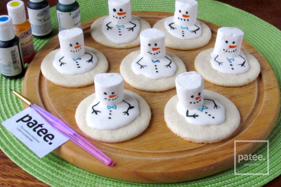 Новогоднее печенье Тающие снеговики - Шаг 18