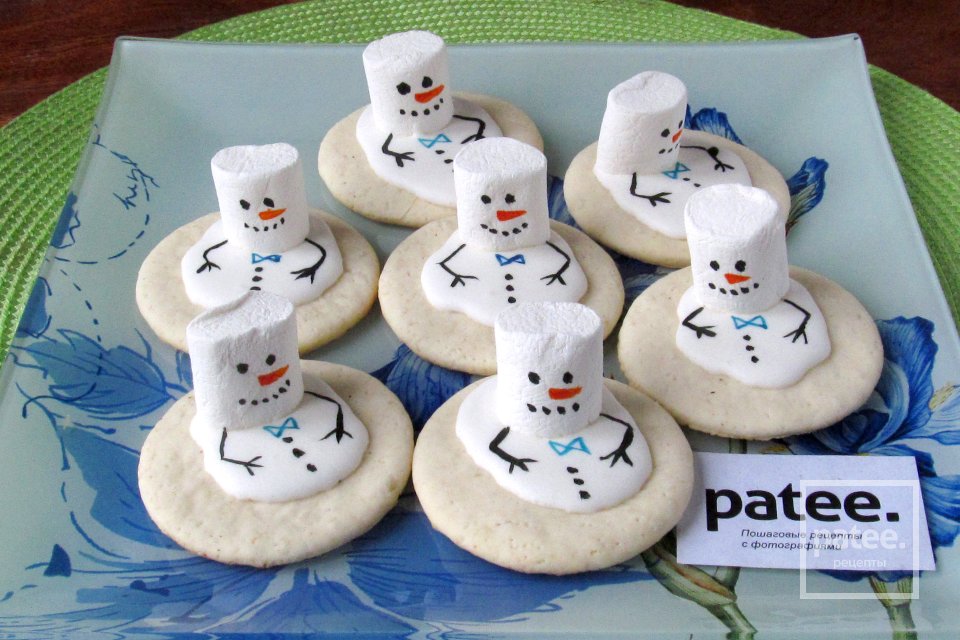 Новогоднее печенье Тающие снеговики - Шаг 19