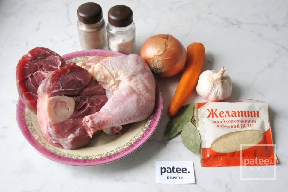 Холодец из говяжьей голени и курицы - Шаг 1