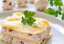 Лазанья с курицей и грибами