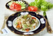 Куриное филе с квашеной капустой и грибами