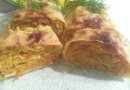 Запечённый рулет с курицей и морковью в лаваше