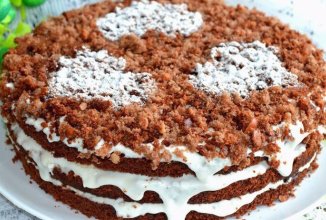 Шоколадно-ореховый торт с бананом