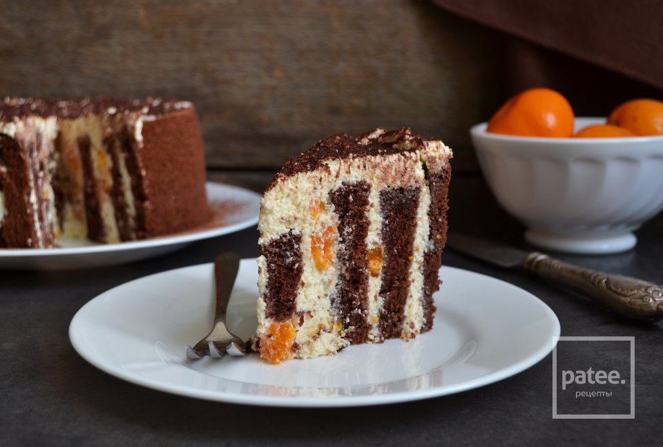 Шоколадный торт с нежным творожным кремом и мандаринами - Шаг 22
