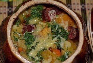 Картошка с охотничьими колбасками