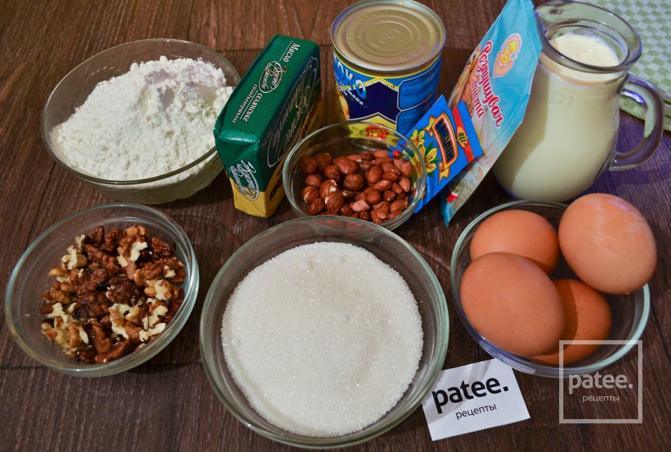 Быстрый карамельный торт с орехами - Шаг 1