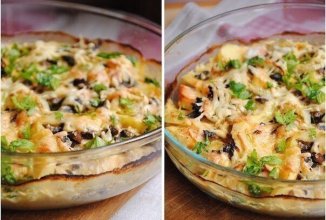 Картофель с курицей и грибами