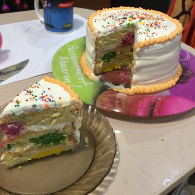 😋🎂 Бисквитный торт с творожно-кокосовыми разноцветными шариками и Сметанным кремом "Старый Новый год "😋🙈🎄 - Шаг 4