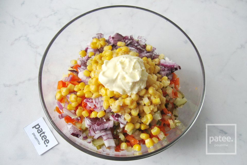 Винегрет с кукурузой и майонезом - Шаг 8