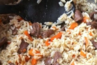 Плов с куриными сердечками