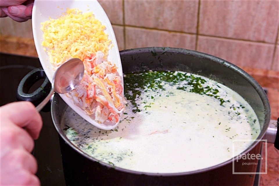 СЛИВОЧНЫЙ СУП ИЗ ЧАВЫЧИ С КРАБАМИ - Шаг 14