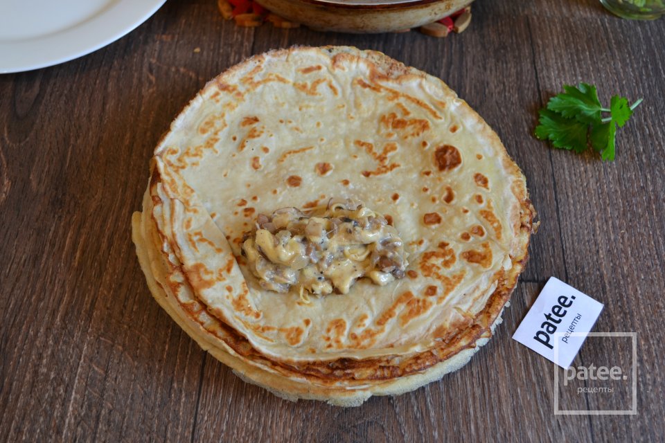 Блинчики с начинкой грибной жюльен - Шаг 9