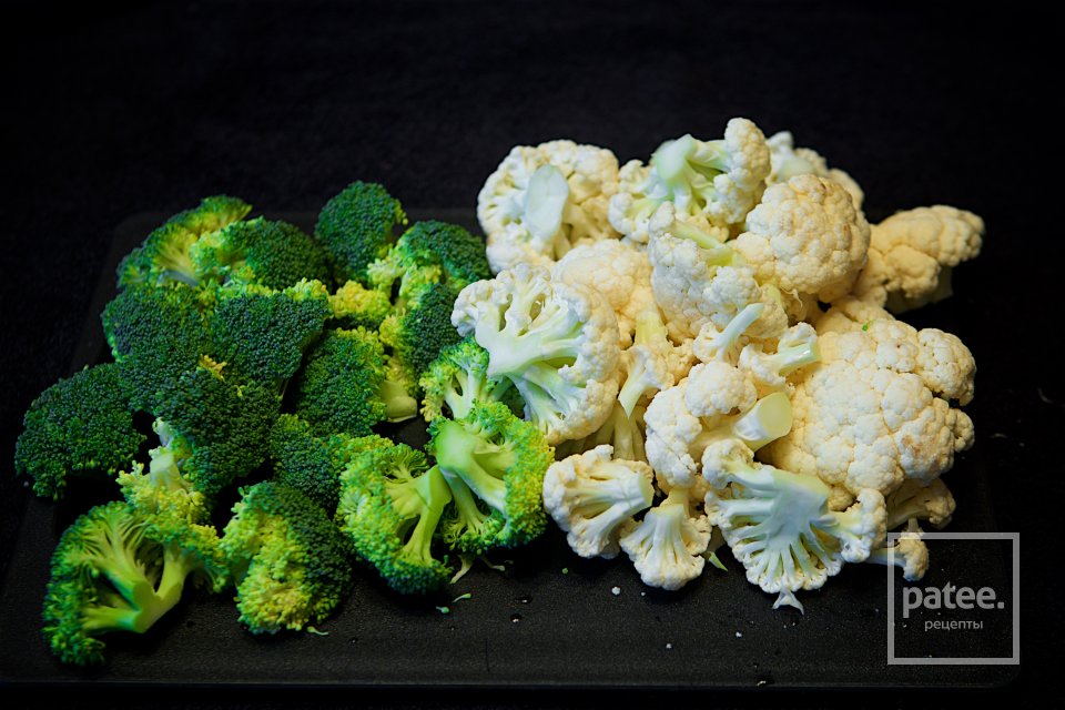 Мозги хрустящие с двойным пюре из цветной капусты и брокколи - Шаг 11