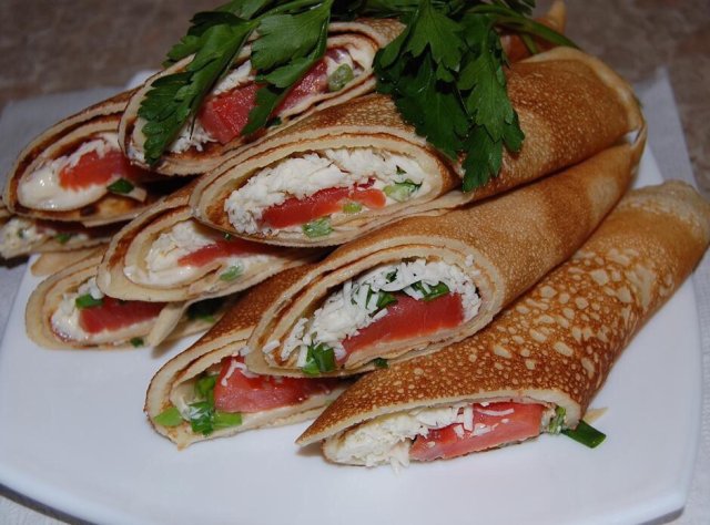 Блинчики с сёмгой