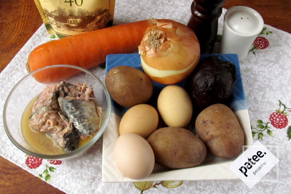 Салат шуба с консервами - Шаг 1