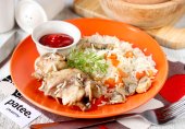 Кролик с грибами и рисом в мультиварке