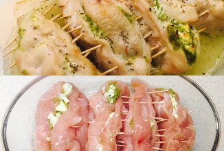 Курочка фаршированная брынзой и песто
