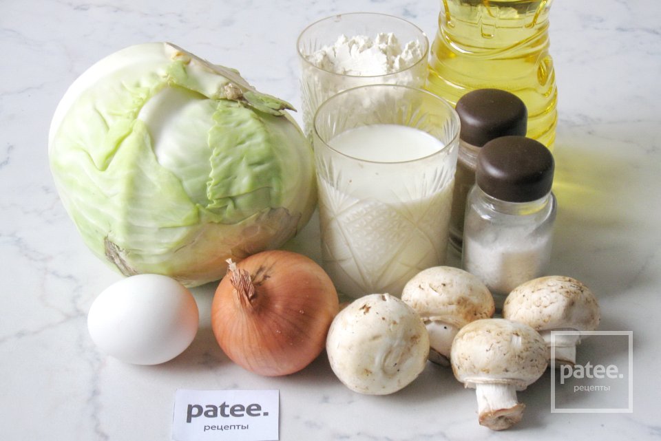 Треугольные блинчики с капустой и грибами - Шаг 1