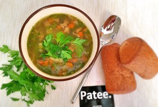 Постный гречневый суп с грибами