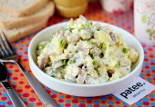 Салат с ветчиной и маринованными грибами