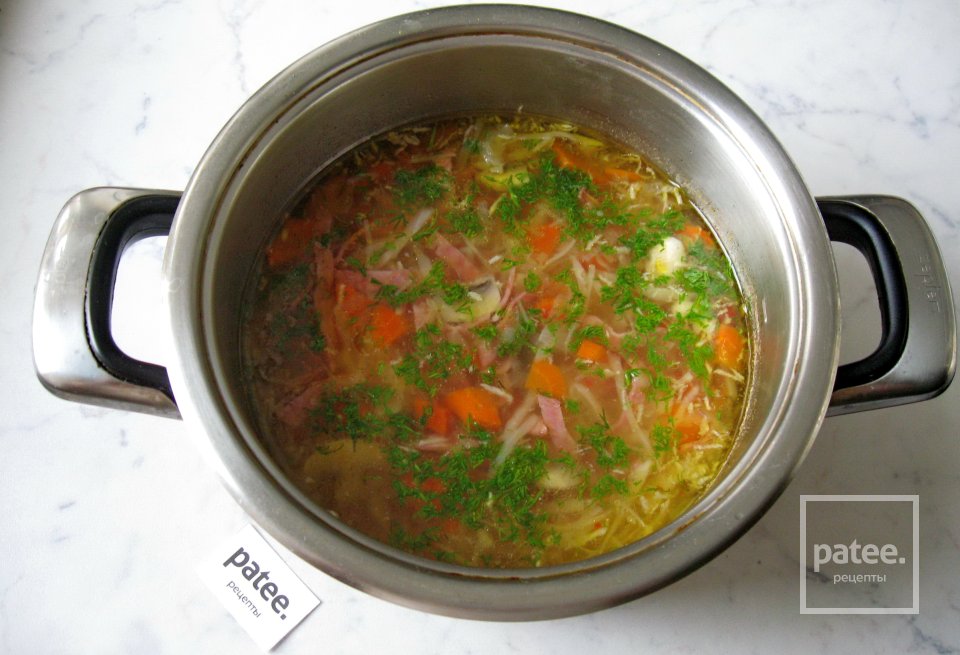 Щи с грибами и ветчиной - Шаг 13
