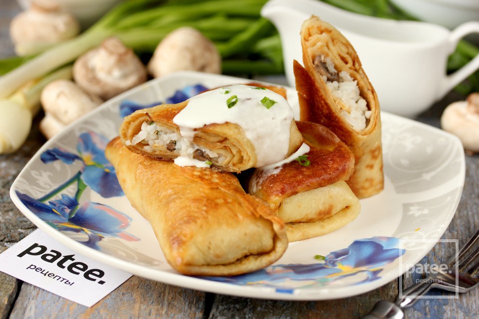 Блины с грибами и рисом - Шаг 22