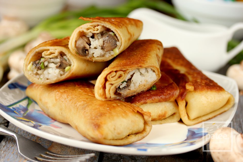 Блины с грибами и рисом - Шаг 23