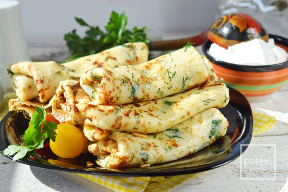 Сырные блины с зеленью - Шаг 13