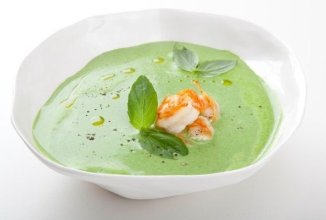 Гороховый крем-суп с креветками